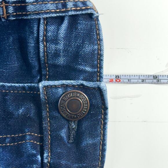American Eagle Jeans Women Size 00 Blue Skinny High Rise Distressed 5 Pockets - Picture 13 of 14